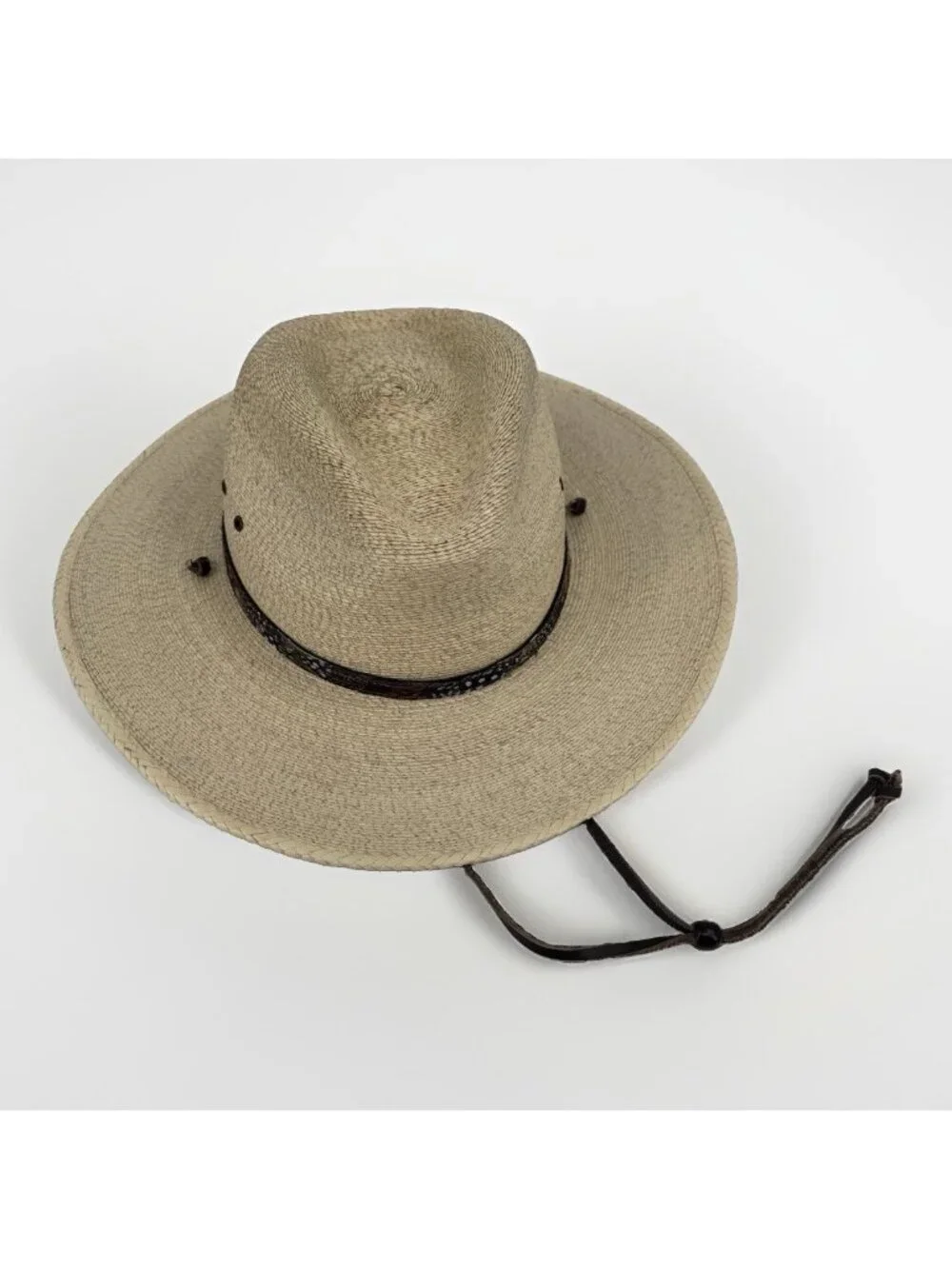 Stetson Palm Straw Cumberland Hat in Toasted size XL Men's Leather Chin Strap